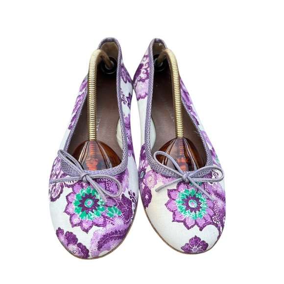 Burberry Purple Floral Ballet Flat Bow Design Women's Size 37.5 EU 7.5 US USED - Picture 2 of 8